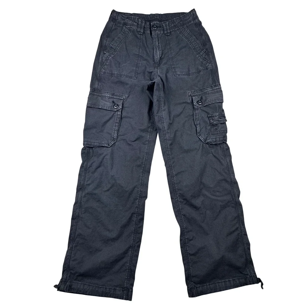 American Eagle‎ Baggy Jogger Cargo Pants Womens 2 Reg Streetwear Black Stretch